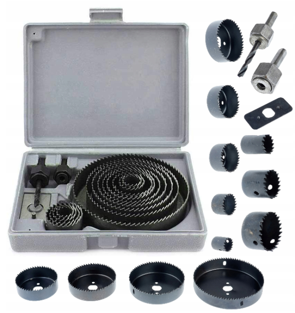 16 delni set kronskih žag za les in mavčne plošče, 19-127mm